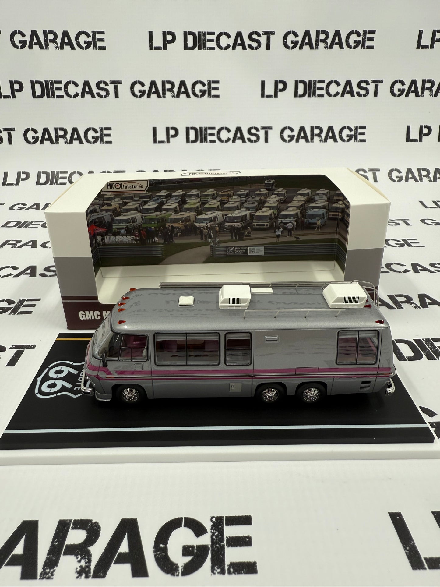 MK Miniatures GMC Motorhome Silver/ Purple 1:64 Resin Model APAxpo Exclusive
