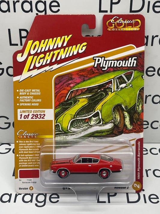 JOHNNY LIGHTNING 1969 Plymouth Barracuda Orange 1:64 Diecast Classic Gold