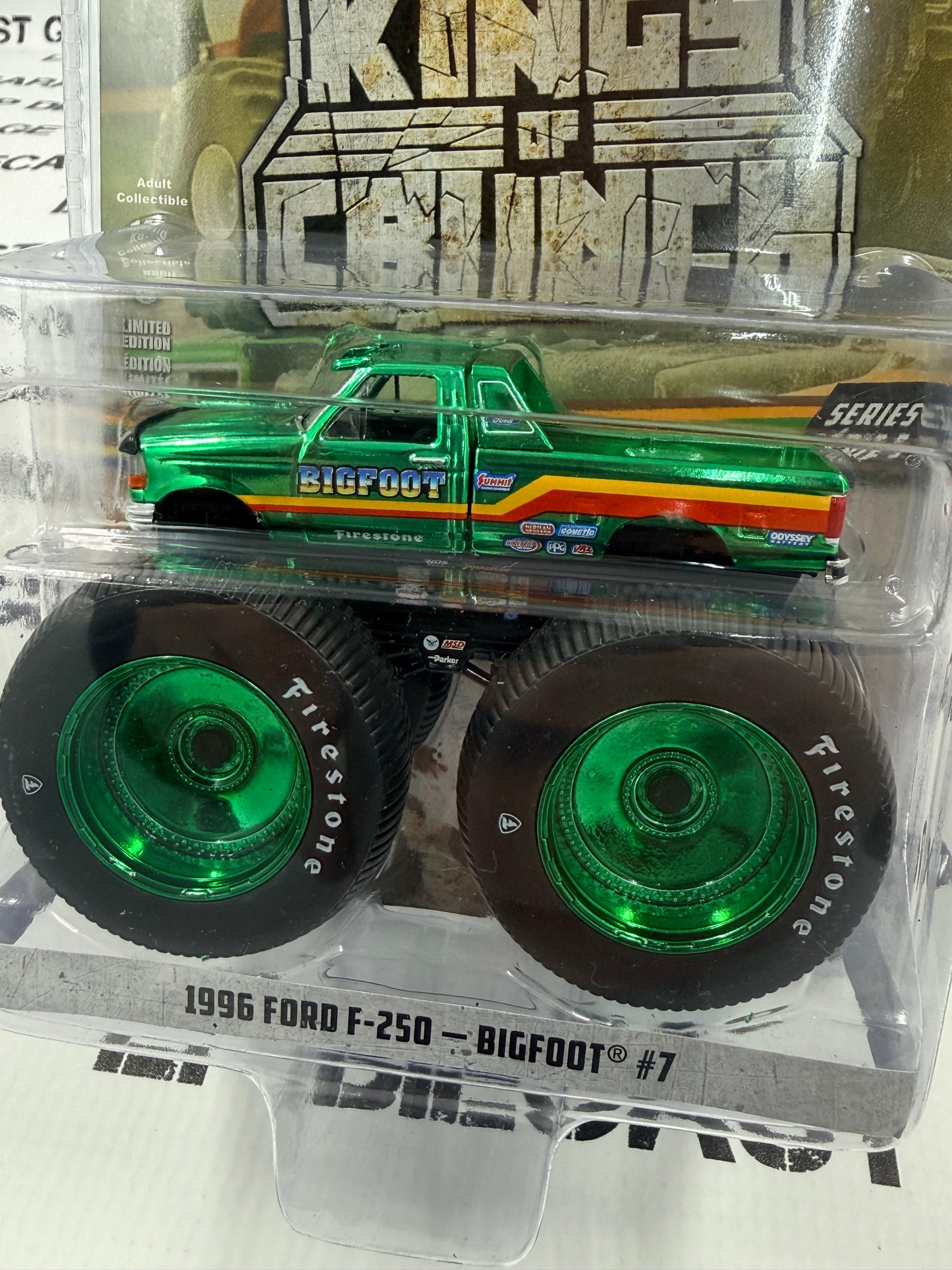 CHASE GREENLIGHT 1996 Ford F-250 Bigfoot #7 1:64 Diecast King of Crunch