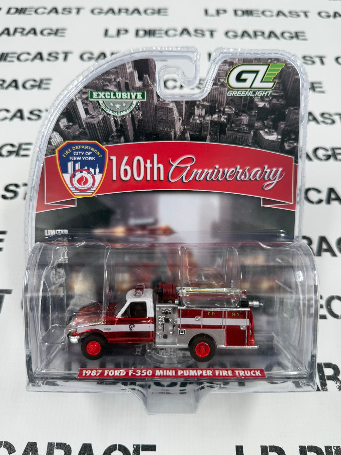 CHROME CHASE GREENLIGHT 1987 Ford F-350 Mini Pumper FDNY Fire Truck 1:64 Diecast