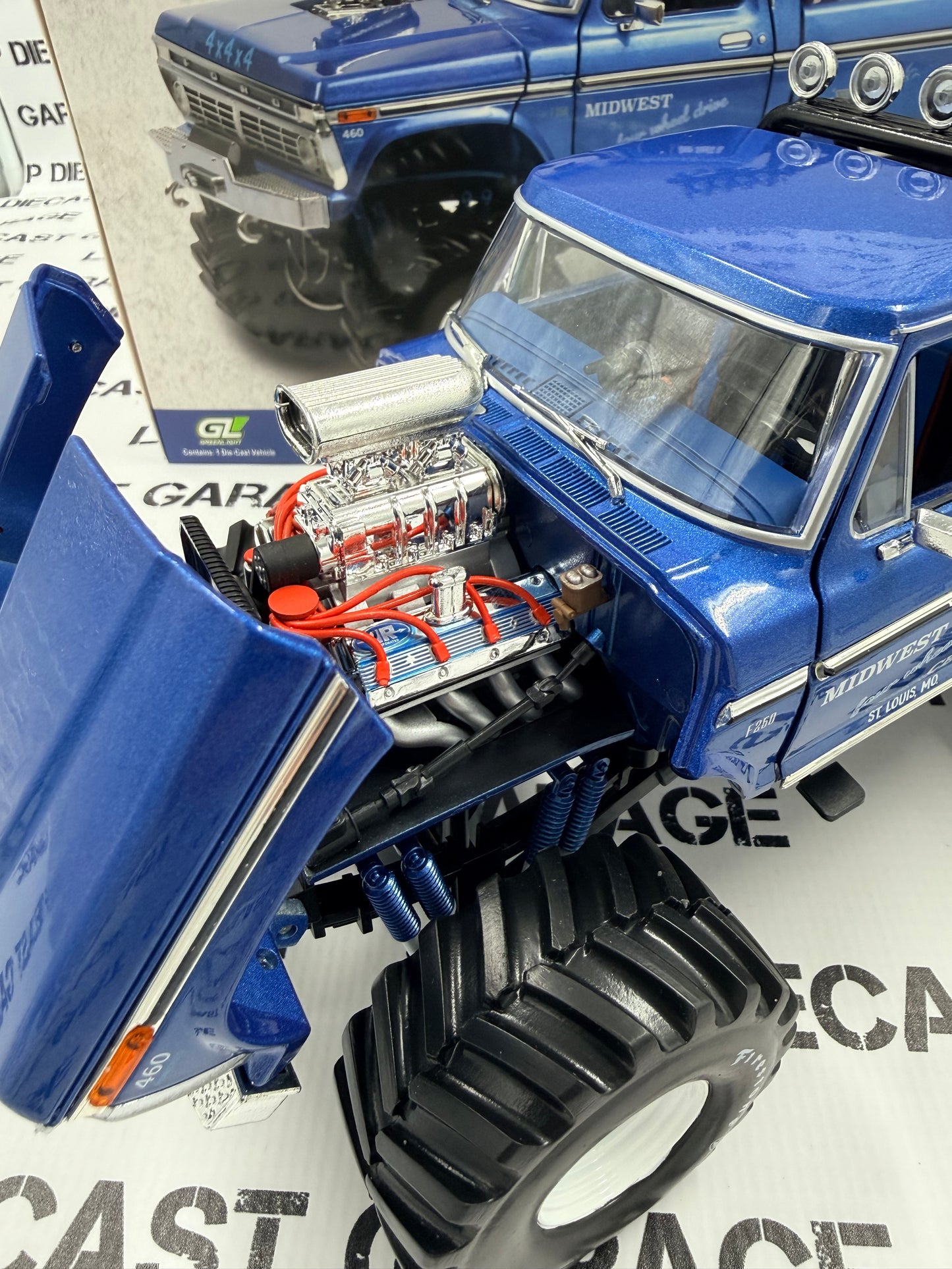 GREENLIGHT 1974 Ford F-250 Midwest Monster Truck 1:18 Diecast Four Wheel Drive