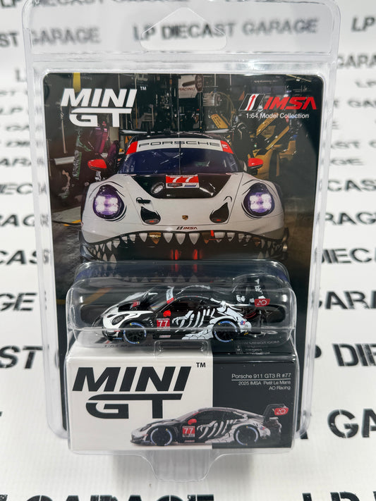 MINI GT 2025 Porsche 911 GT3 R #77 AO Racing Rexy Skeleton 1:64 Diecast