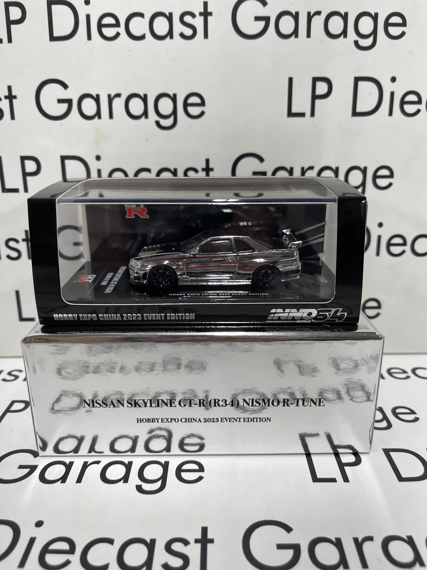 INNO64 Nissan Skyline GT-R (R34) Nismo R-Tune CHROME 1:64 Diecast Hobby Expo China 2023 Event Edition