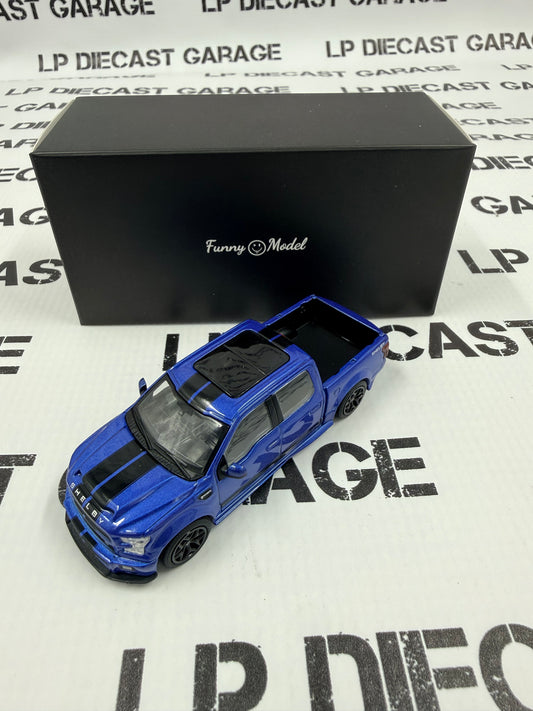 FUNNY MODELS Ford F-150 Shelby Super Snake Blue w/ Black Stripe 1:64 Diecast