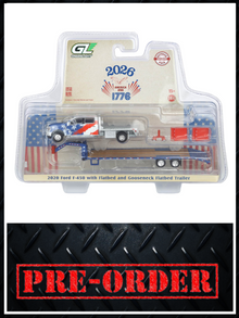 GREENLIGHT 2020 Ford F450 w/ Gooseneck Trailer USA 250 Years 1:64 Diecast OBT Exclusive PRE-ORDER