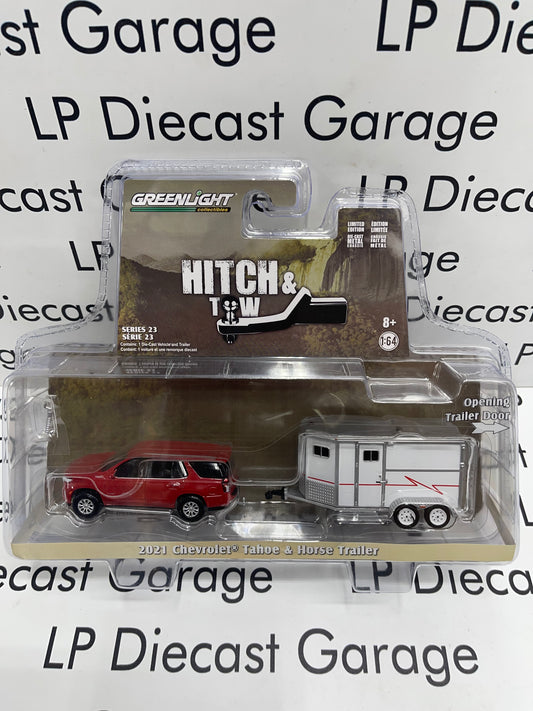GREENLIGHT Hitch & Tow 2021 Chevrolet Tahoe & Horse Trailer 1:64 Diecast