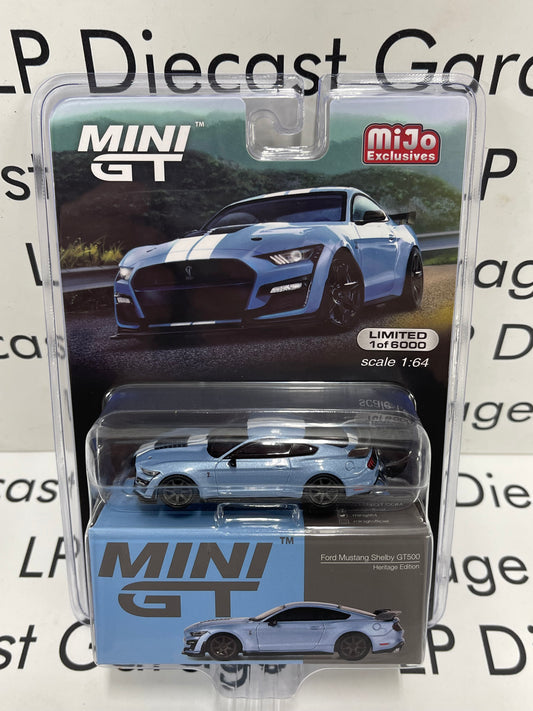 MINI GT 2021 Ford Mustang Shelby GT500 Heritage Edition Blue MiJo 1:64 Diecast
