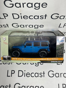 GREENLIGHT 2016 Jeep Wrangler Unlimited Blue 1:43 Diecast Black Bear Edition