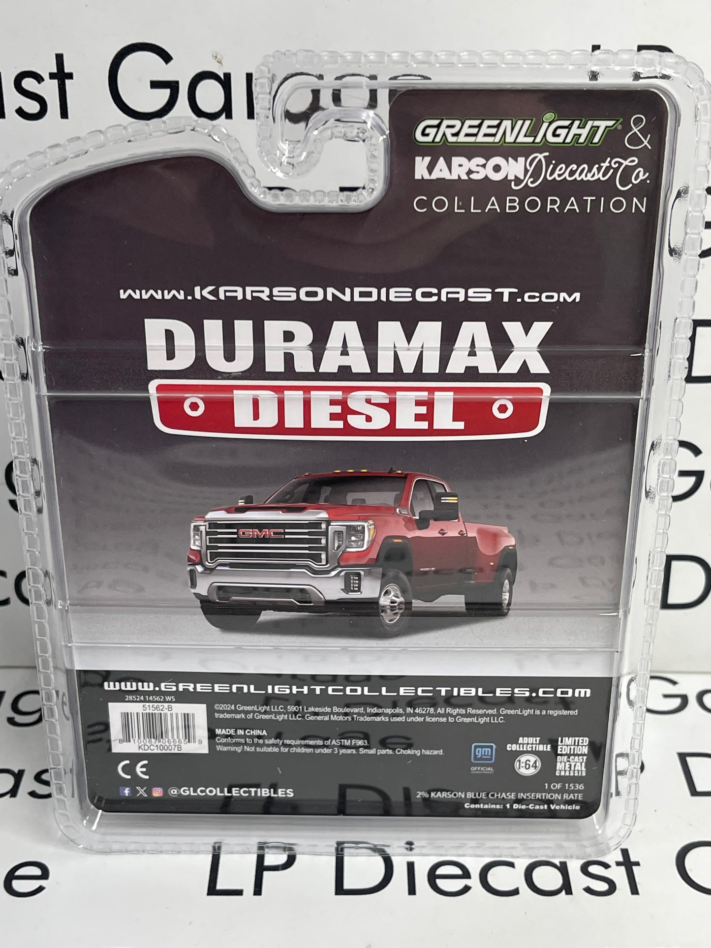 GREENLIGHT 2022 GMC Sierra 3500 Dually Truck Red 1:64 Diecast Karson Exclusive