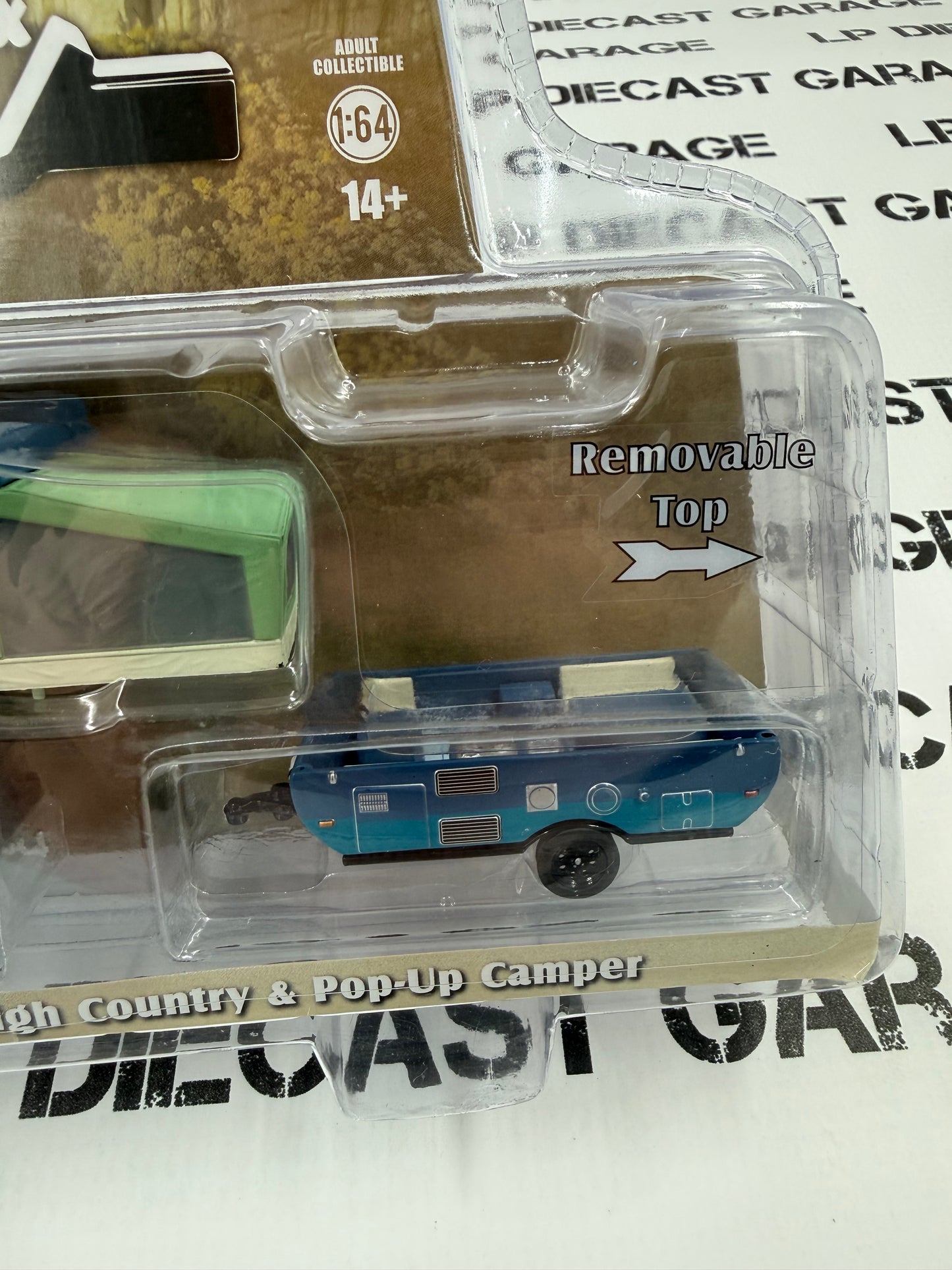 CHROME CHASE GREENLIGHT 2024 Chevrolet Silverado & Pop-Up Camper Gray 1:64 Diecast Hitch & Tow