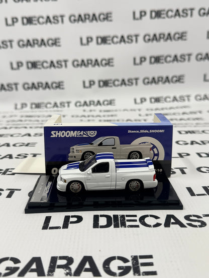GCD Shoom Dodge Ram SRT10 White w/ Blue Stripe Truck 1:64 Diecast
