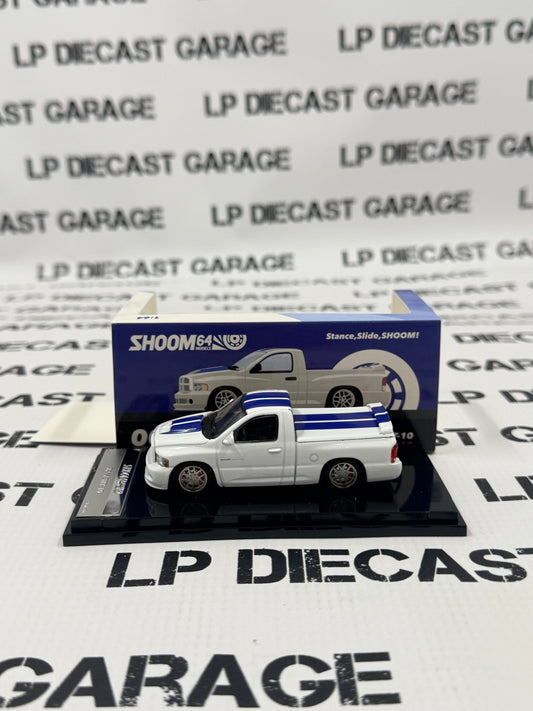GCD Shoom Dodge Ram SRT10 White w/ Blue Stripe Truck 1:64 Diecast