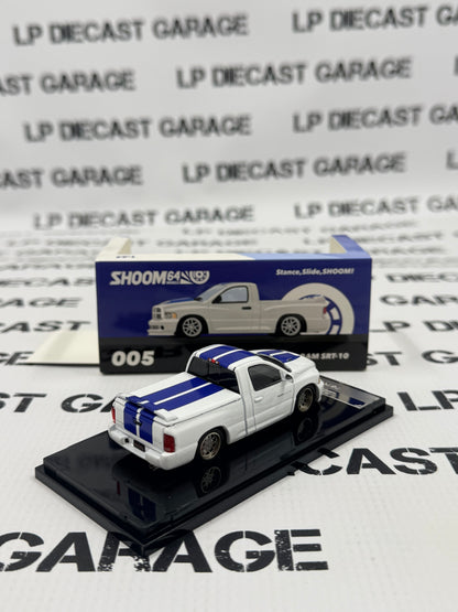 GCD Shoom Dodge Ram SRT10 White w/ Blue Stripe Truck 1:64 Diecast