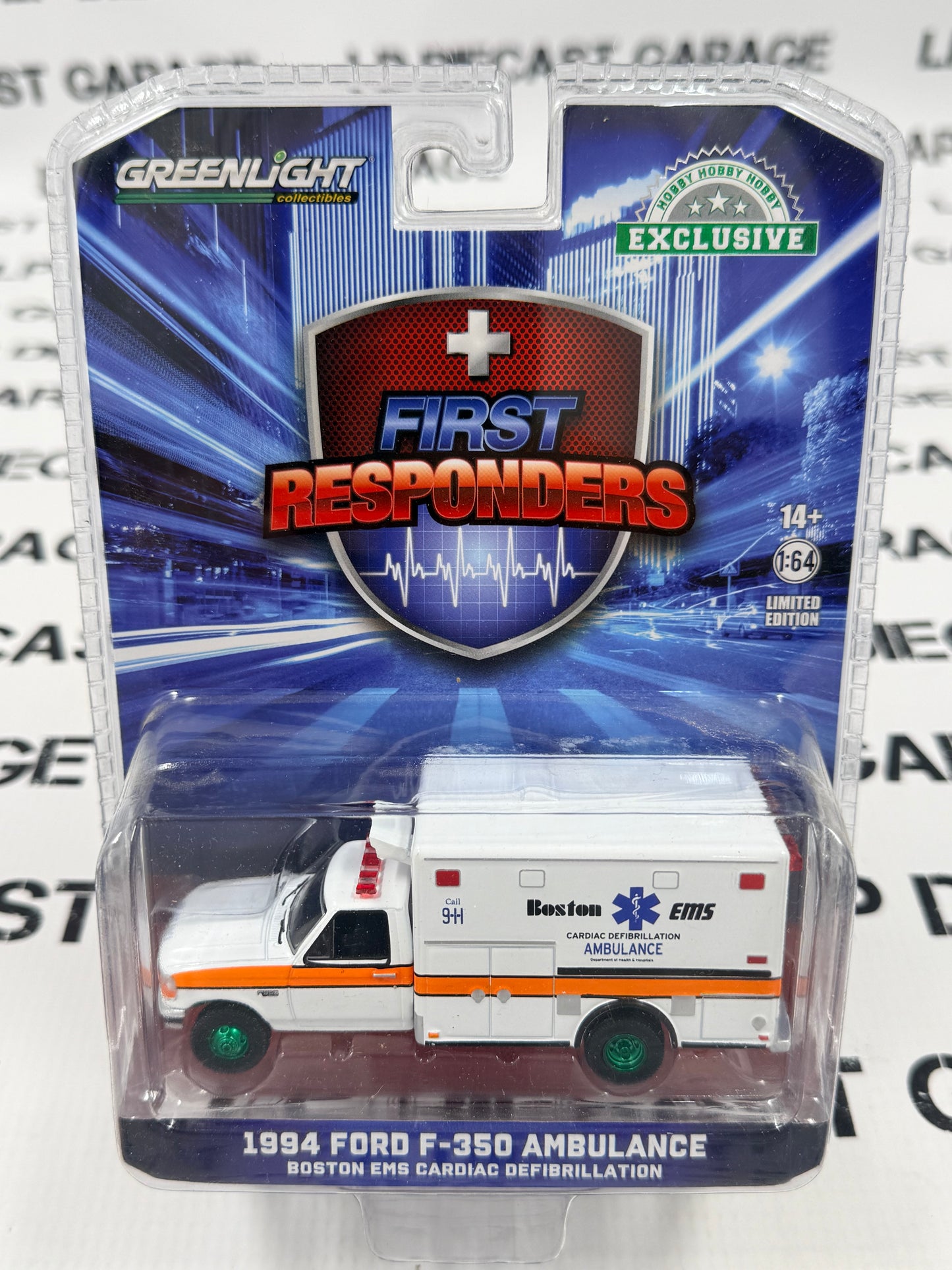 CHASE GREENLIGHT 1994 Ford F-350 Ambulance Boston EMS 1:64 Diecast First Responders
