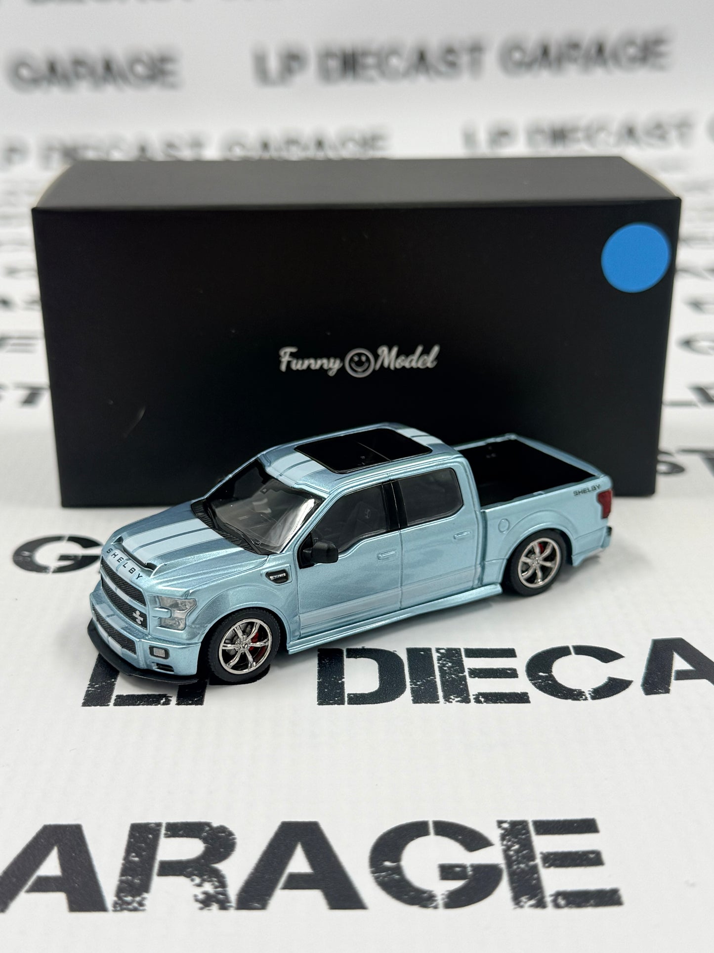 FUNNY MODELS Ford F-150 Shelby Super Snake Baby Blue w/ White Stripe 1:64 Diecast