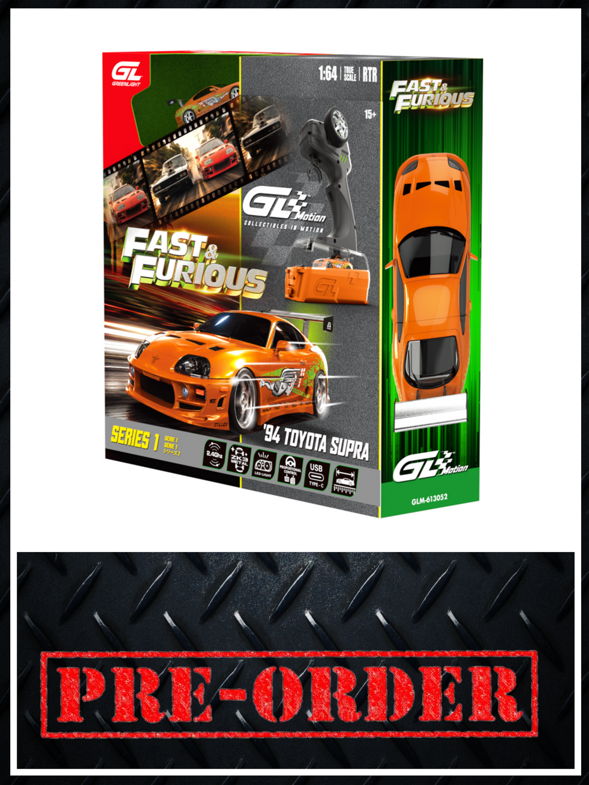 GREENLIGHT Motion '94 Toyota Supra The Fast & The Furious Combo Set 1:64 scale RC Car PRE-ORDER