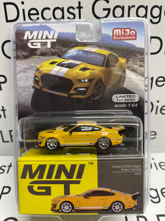 MINI GT 2022 Ford Mustang Shelby GT500 Dragon Snake Yellow MiJo Exclusive 1:64 Diecast