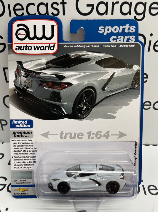 AUTO WORLD 2022 Chevy Corvette Ceramic Matrix Gray Sports Car 1:64 Diecast