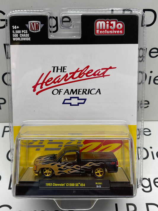 M2 Machines CHASE 1993 Chevrolet C1500 SS 454 Black with Flames MiJo Exclusive 500pcs Made 1:64 Diecast