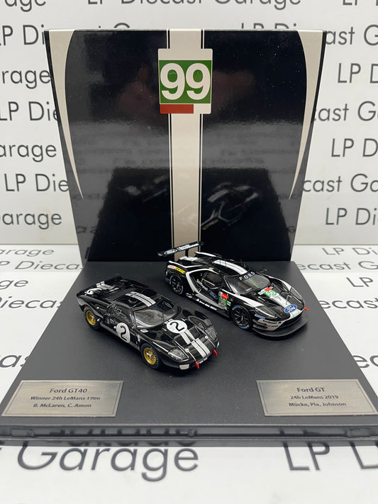 IXO Models 2 Car Set 1966 Ford GT40 24th LeMans / 2019 Ford GT 24th Lemans 1:43 Diecast *Case Cracked*