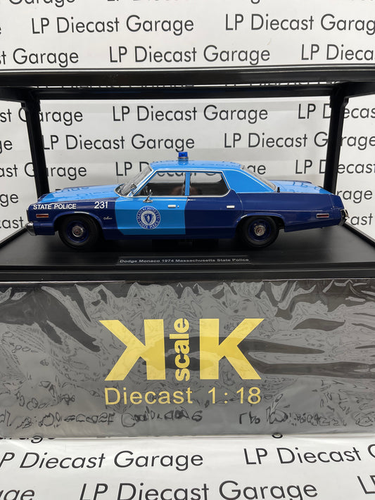 KK Scale 1974 Dodge Monaco Massachusetts State Police Car 1:18 Diecast