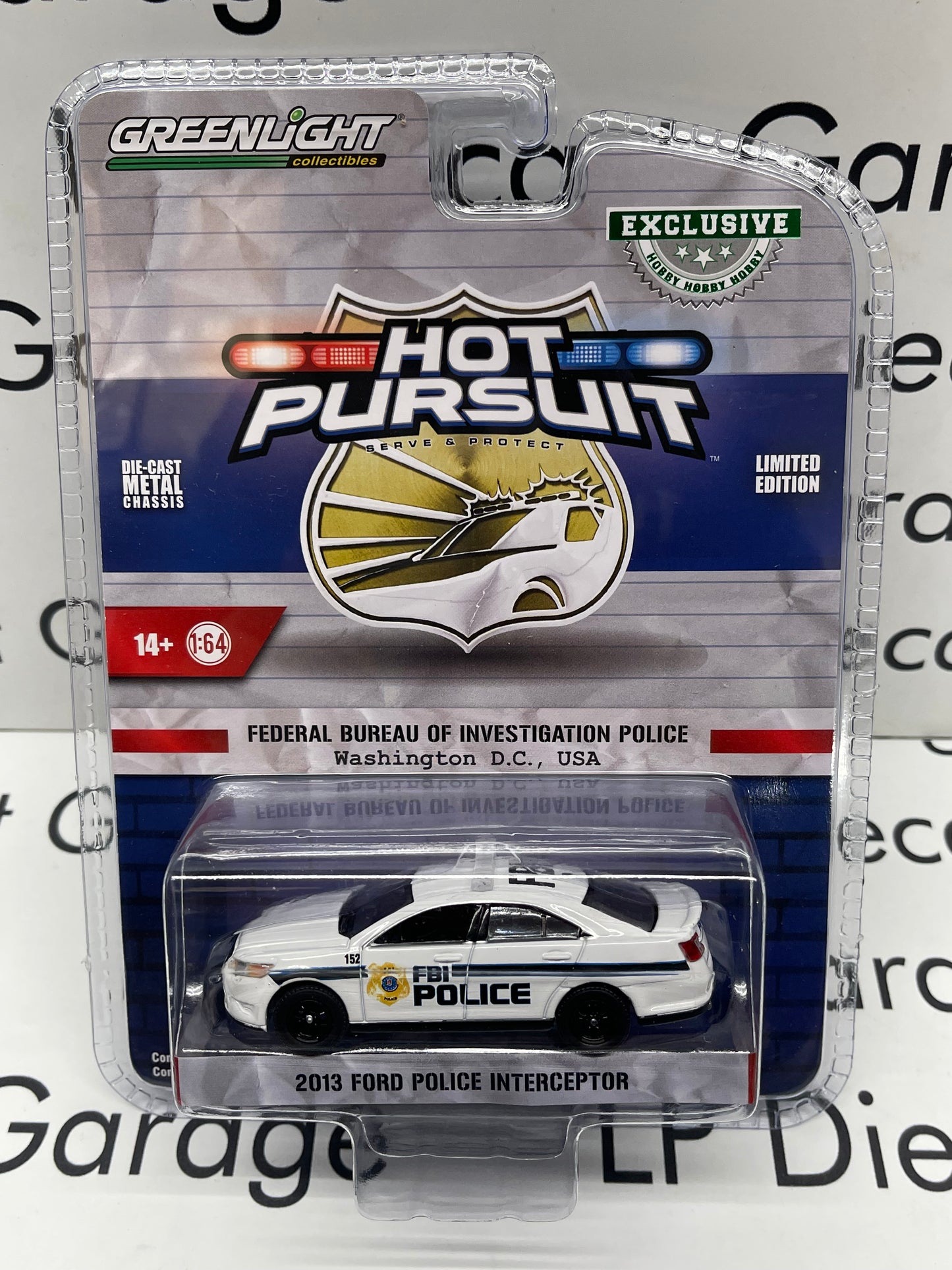 GREENLIGHT 2013 Ford Police Interceptor FBI Police 1:64 Diecast Hot Pursuit