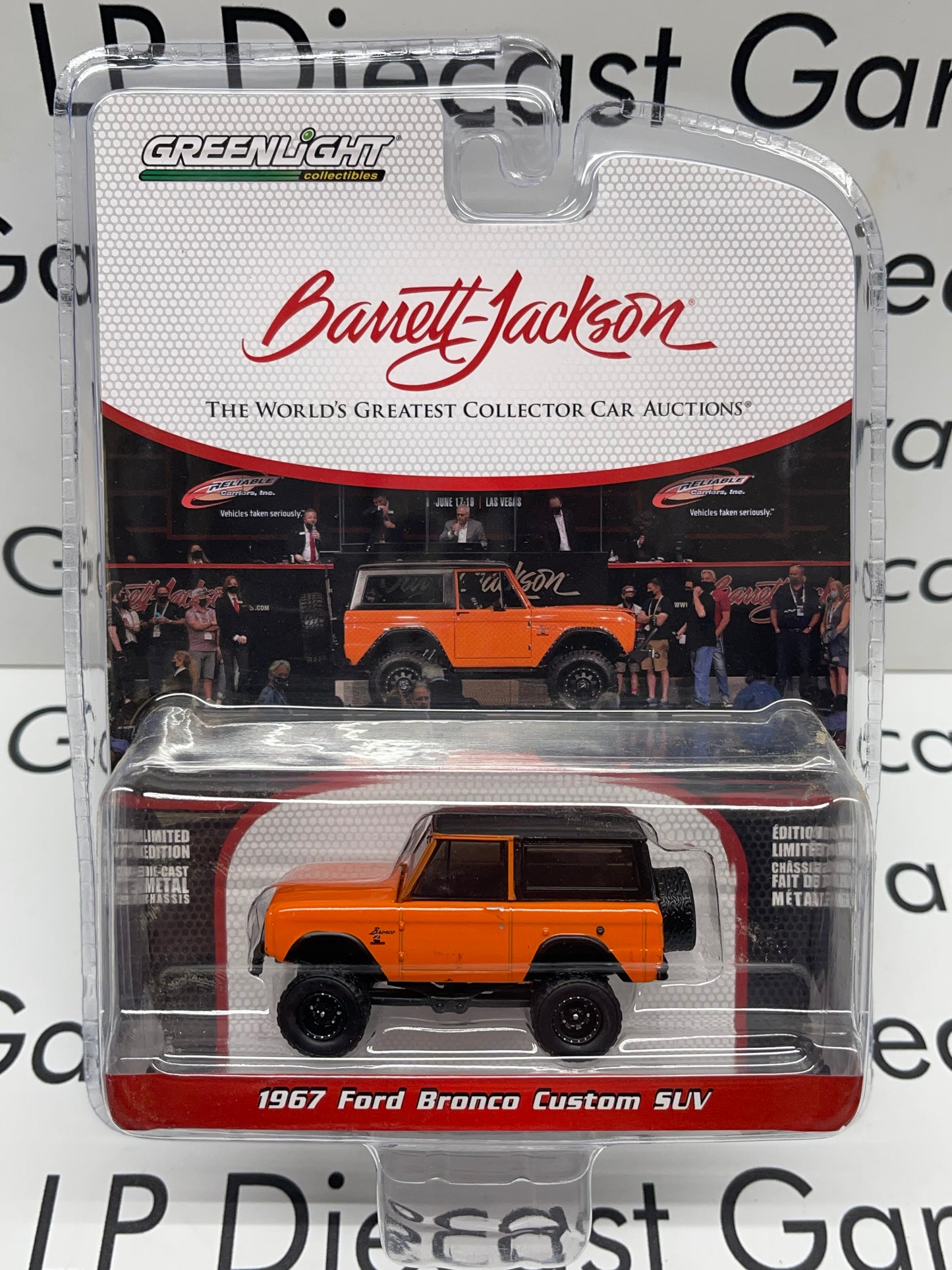 GREENLIGHT 1967 Ford Bronco Custom Orange 1:64 Diecast Barrett Jackson