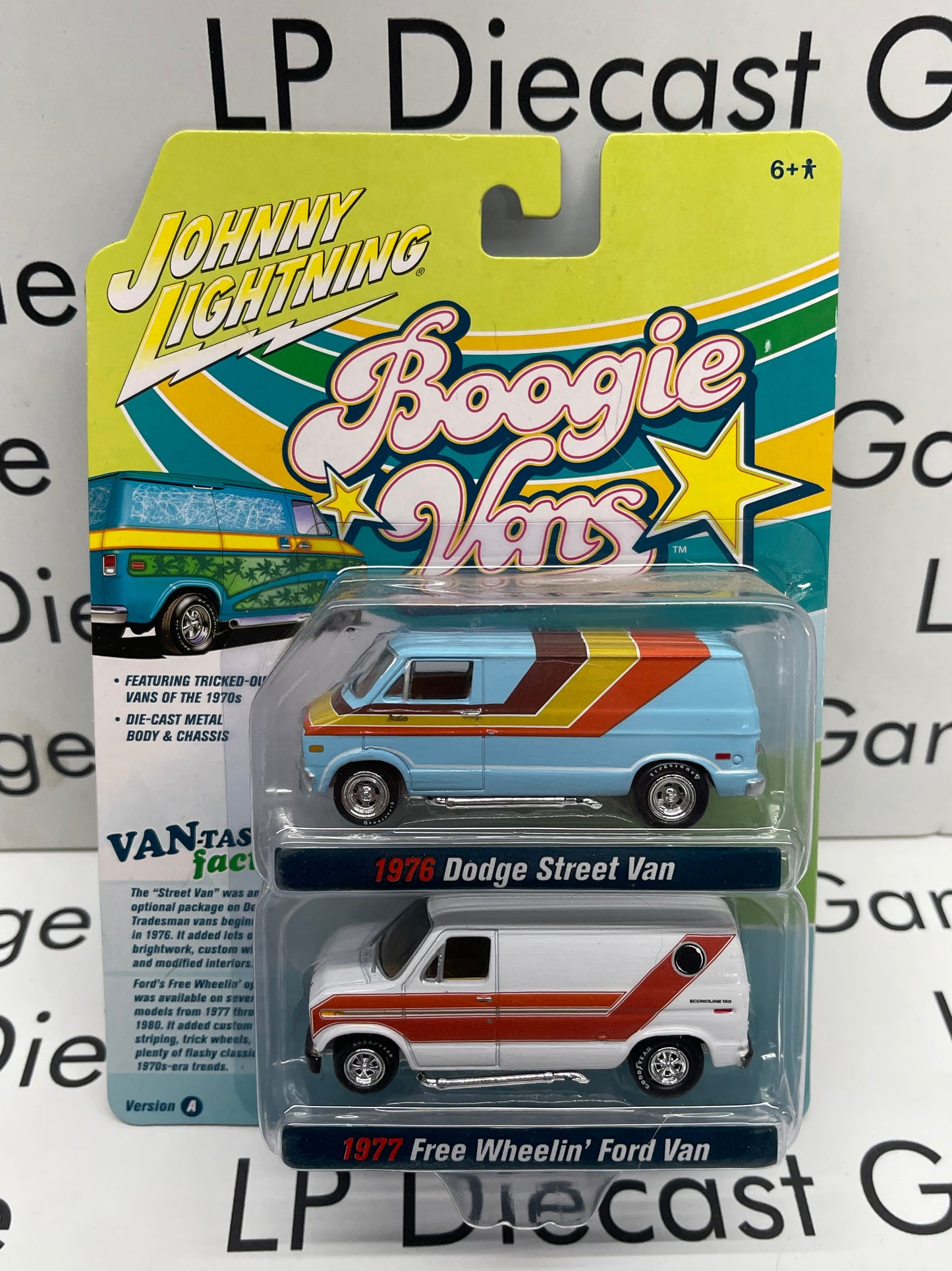 JOHNNY LIGHTNING Boogie Van 2PK Set 1976 Dodge / 1977 Ford Version A 1:64 Diecast