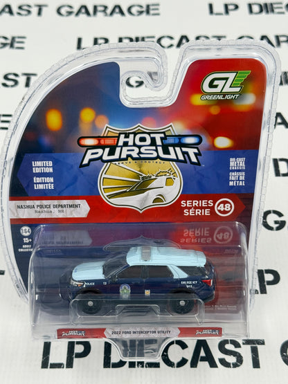 GREENLIGHT 2022 Ford Interceptor Utility Nashua Police Dept. 1:64 Diecast Hot Pursuit