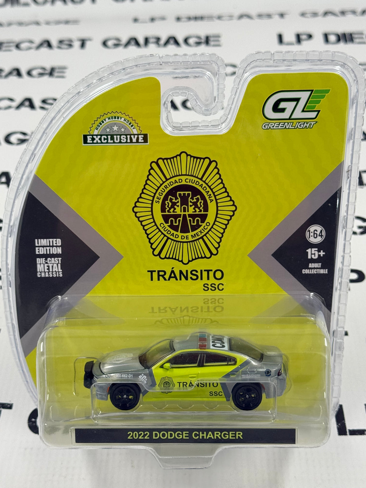 RAW CHASE GREENLIGHT 2022 Dodge Charger SSC Mexico City Traffic Control 1:64 Diecast