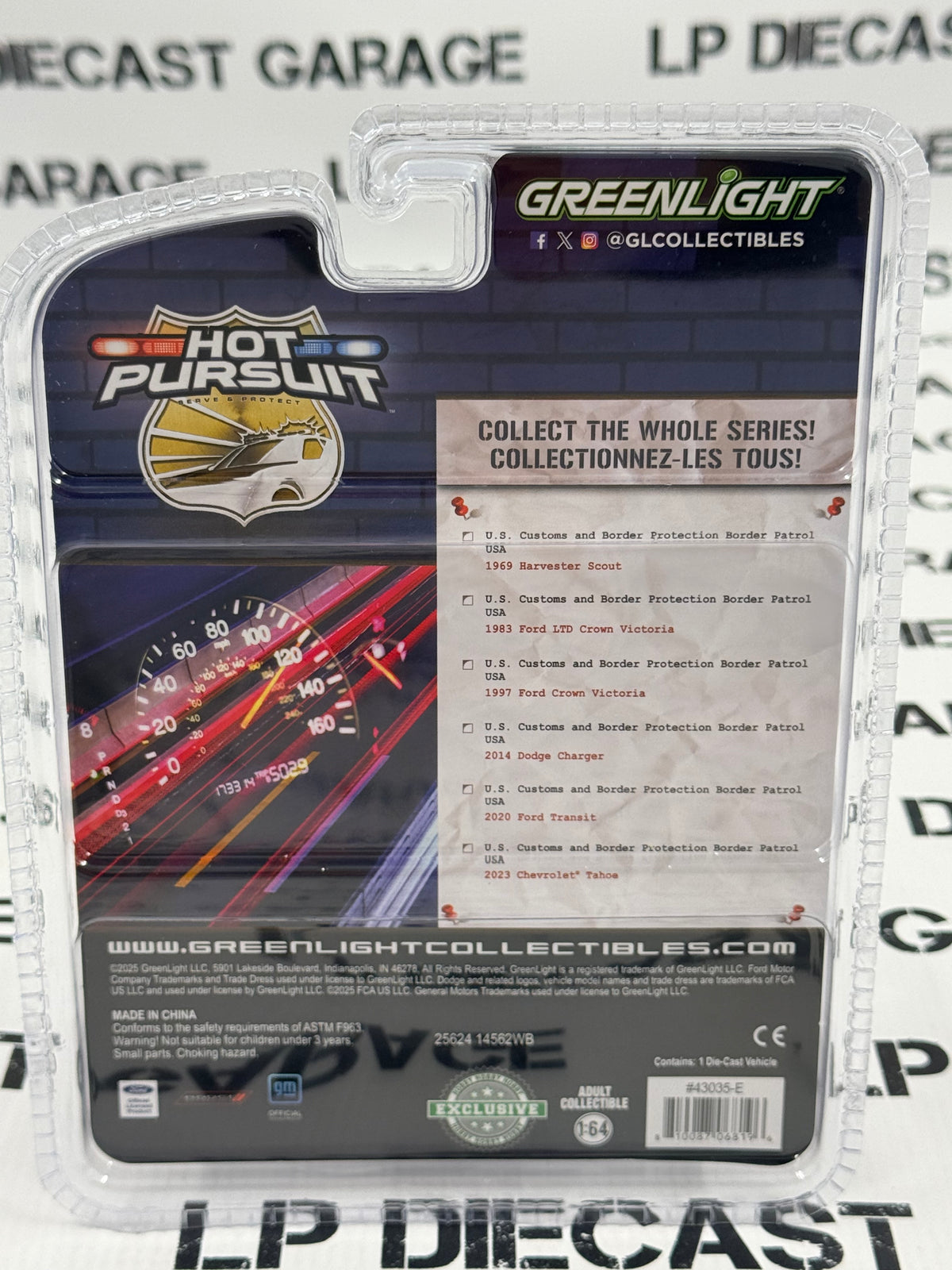 GREENLIGHT 2020 Ford Transit US Customs Border Patrol 1:64 Diecast Hot Pursuit