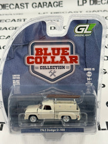GREENLIGHT 1963 Dodge D-100 Beige w/ Ladder Rack 1:64 Diecast Blue Collar