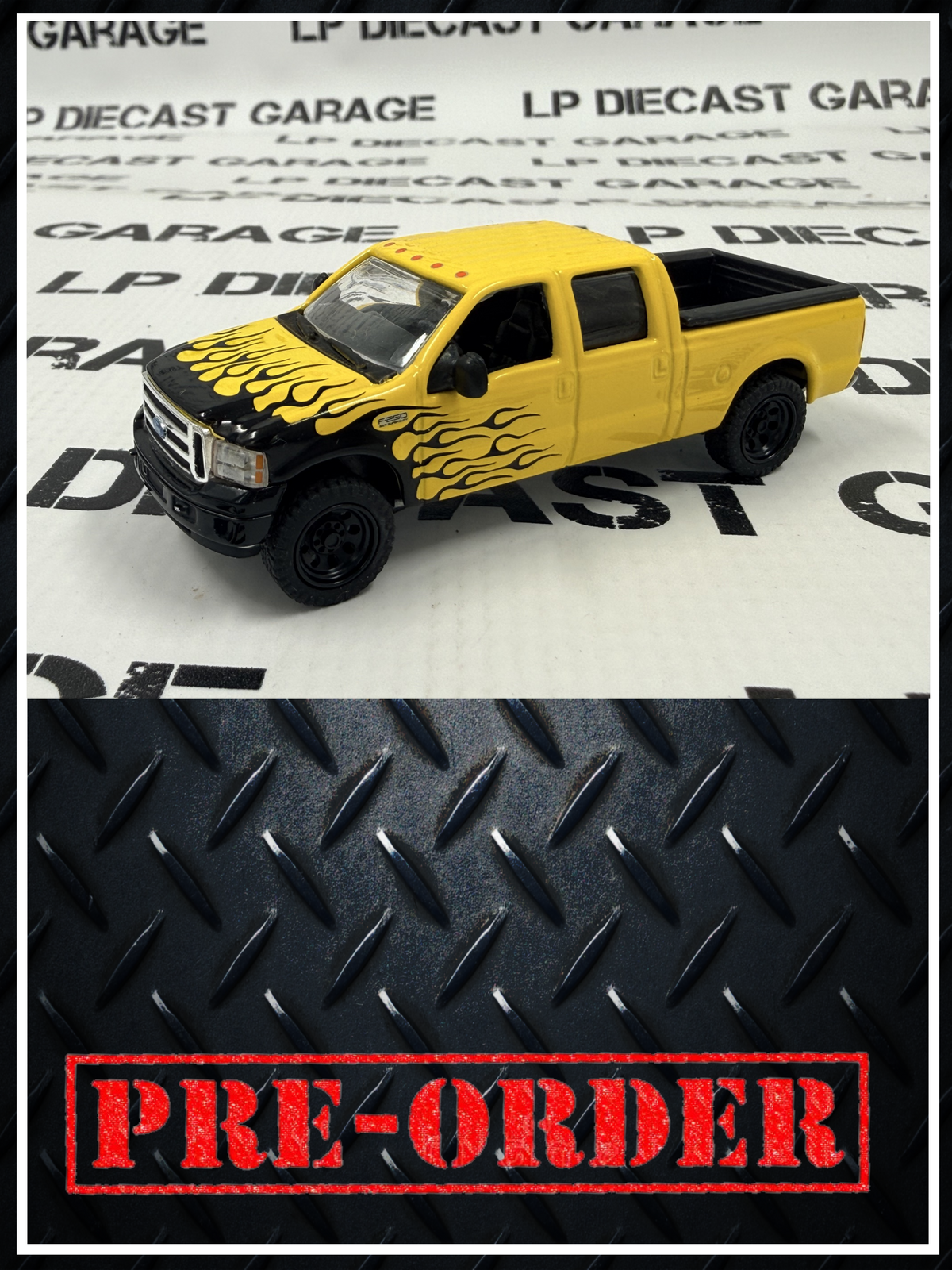 MCC 2006 Ford F-250 Yellow w/ Black Flames Truck LP Exclusive 1:64 Diecast PRE-ORDER