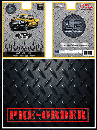 MCC 2006 Ford F-250 Yellow w/ Black Flames Truck LP Exclusive 1:64 Diecast PRE-ORDER