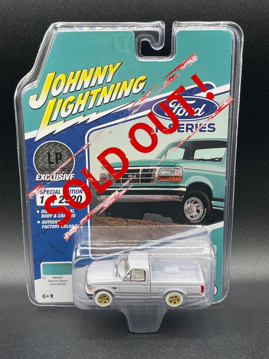 JOHNNY WHITE LIGHTNING *CHASE* 1995 Ford F-150 Medium Calypso Green Metallic Pick Up Truck LP Diecast Garage Exclusive Release 1:64 Diecast Promo