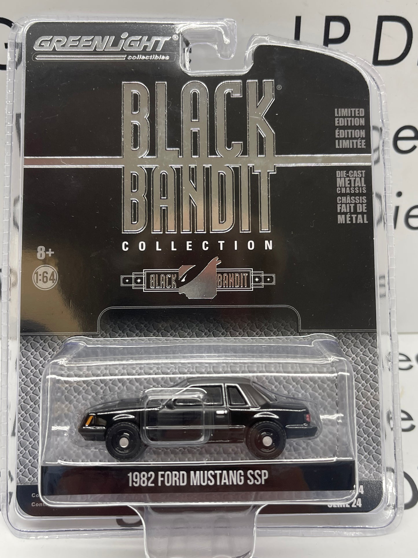GREENLIGHT 1982 Ford Mustang SSP “Black Bandit” 1:64 Diecast