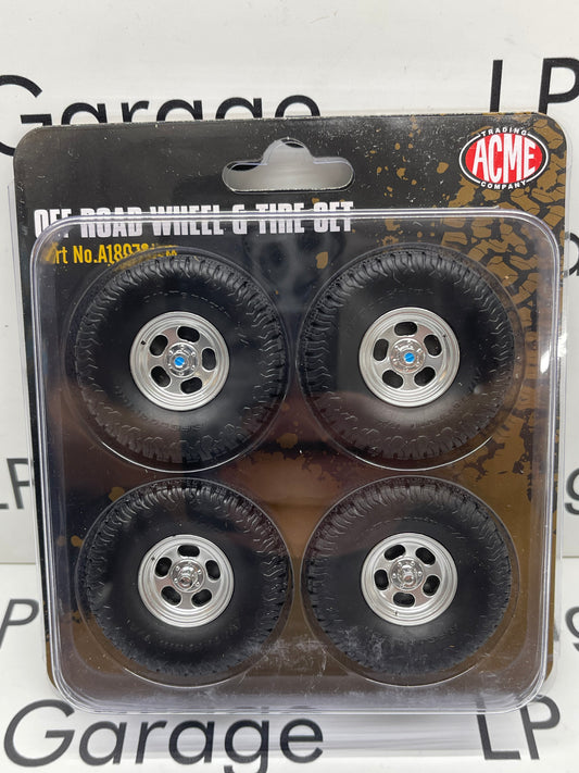 ACME Off-Road Wheel & Tire Set A1807217W Polished Wheelset for 1:18 Diecast Trucks Suvs