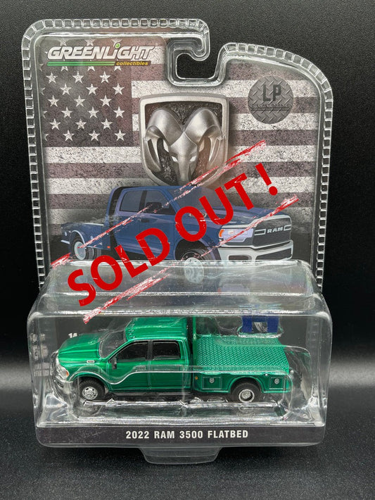 GREEN MACHINE CHASE GREENLIGHT 2022 Ram 3500 Flatbed LP Exclusive 1:64 Diecast Promo
