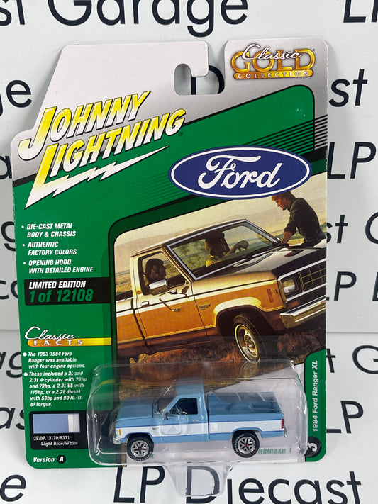 JOHNNY LIGHTNING 1984 Ford Ranger XL Light Blue/ White Classic Gold 1:64 Diecast