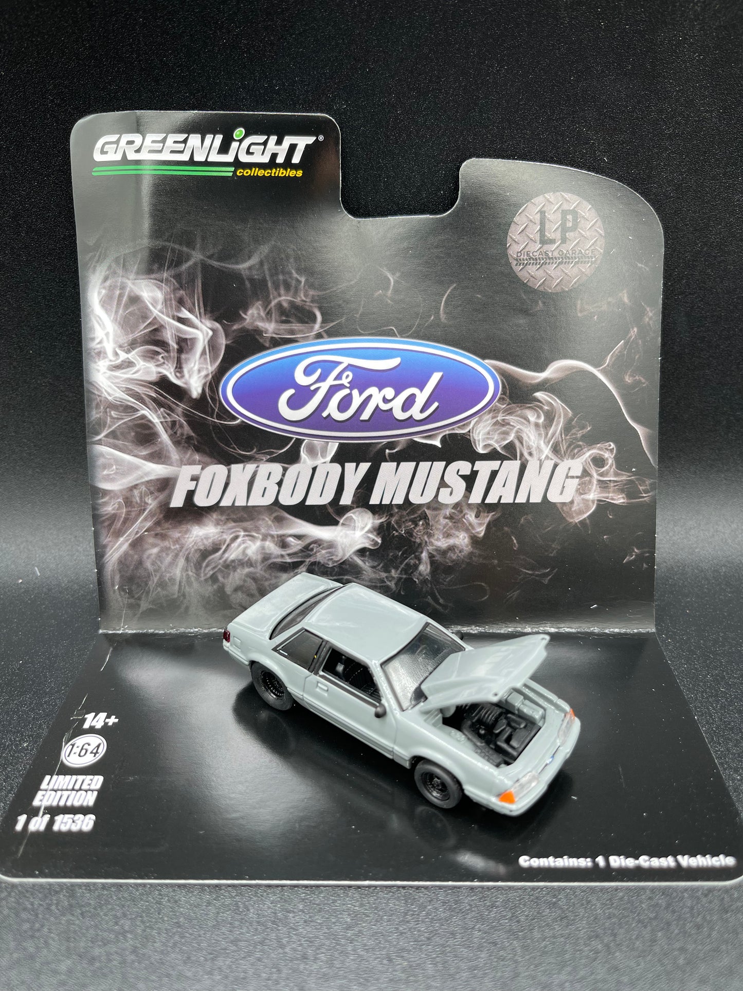 GREENLIGHT 1993 Ford Mustang 5.0 LX Coupe Destroyer Gray Drag LP Diecast Garage Exclusive Release 1:64 Diecast Promo