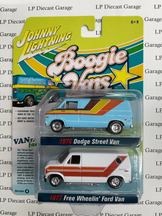 JOHNNY LIGHTNING Boogie Van 2PK Set 1976 Dodge / 1977 Ford Version A 1:64 Diecast