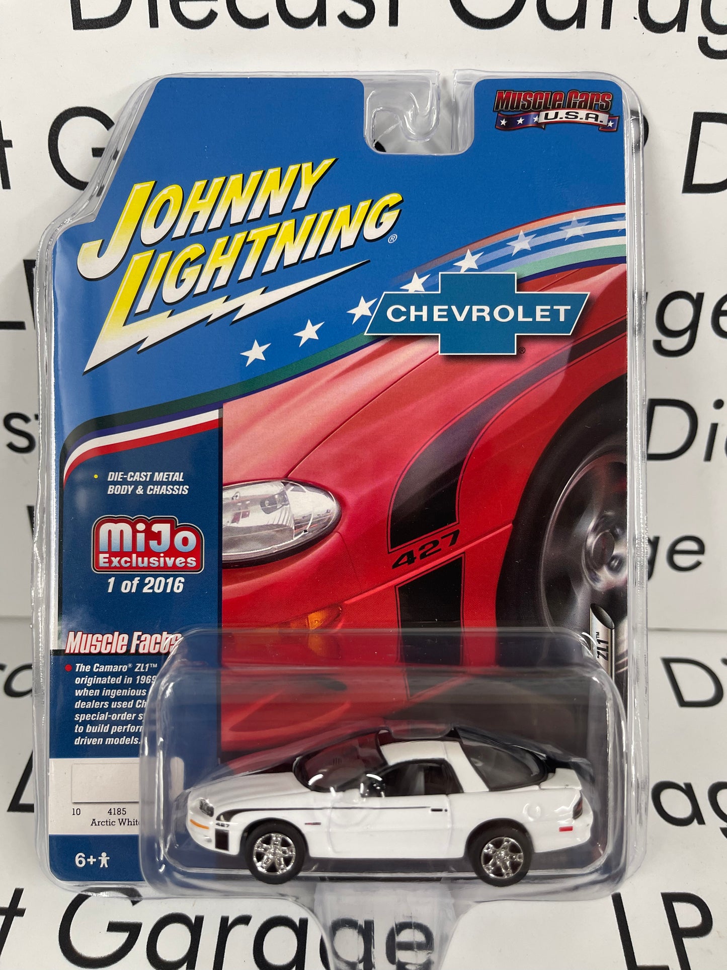 JOHNNY LIGHTNING 2002 Chevrolet Camaro ZL1 White MiJo Exclusive 1:64 Diecast