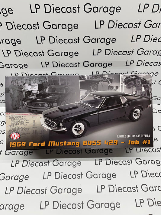 ACME 1969 Ford Mustang Boss 429- Job #1 Black A1801859 1:18 Diecast