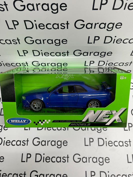 WELLY 1999 Nissan Skyline GT-R R34 Blue 1:24 Diecast