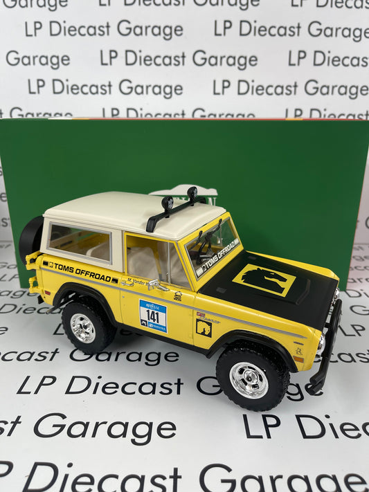 GREENLIGHT 1969 Ford Bronco 141 Toms Off-road Rebelle Rally 1:18 Diecast