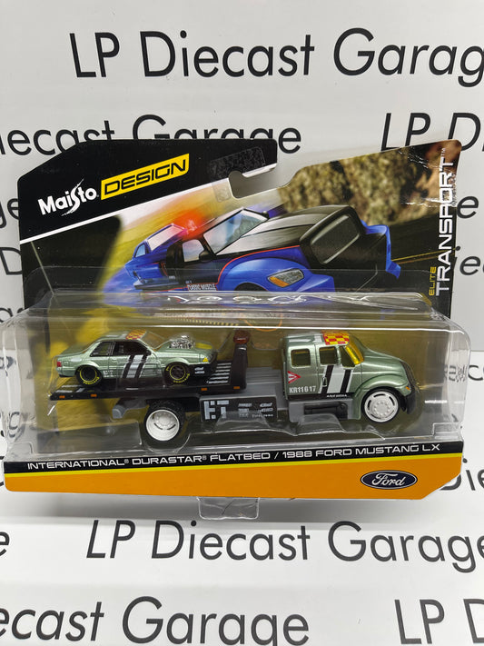 MAISTO International Durastar Flatbed & 1988 Ford Mustang LX Elite Transporter 1:64 Diecast