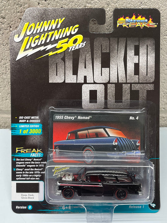 JOHNNY LIGHTNING 1955 Chevy Nomad Blacked Out Wagon 1:64 Diecast