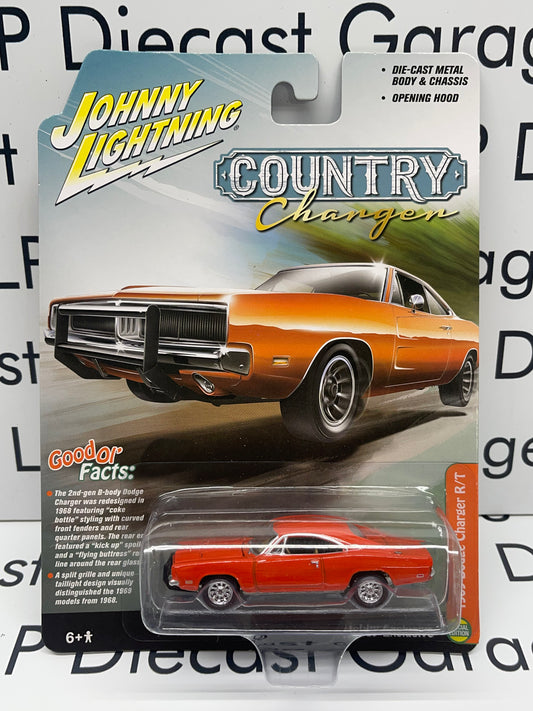 JOHNNY LIGHTNING 1969 Dodge Charger R/T Country Charger Orange 1:64 Diecast