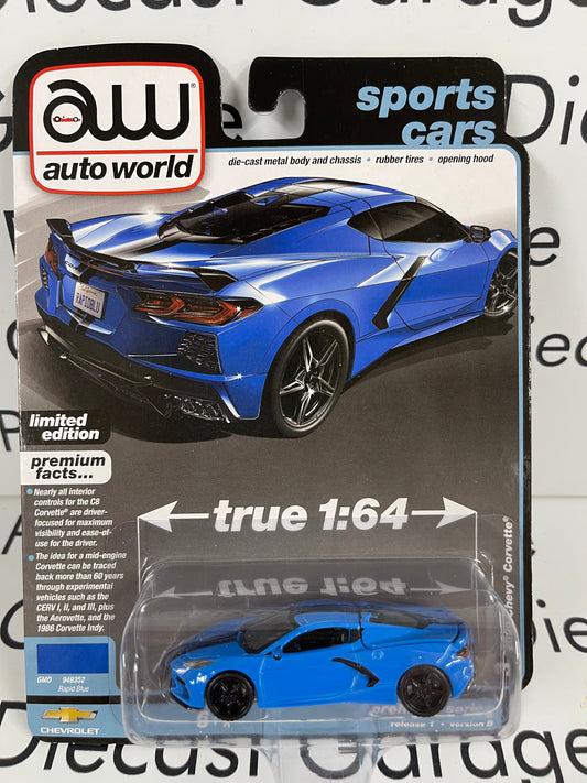 AUTO WORLD 2020 Chevrolet Corvette Rapid Blue Sports Cars 1:64 Diecast