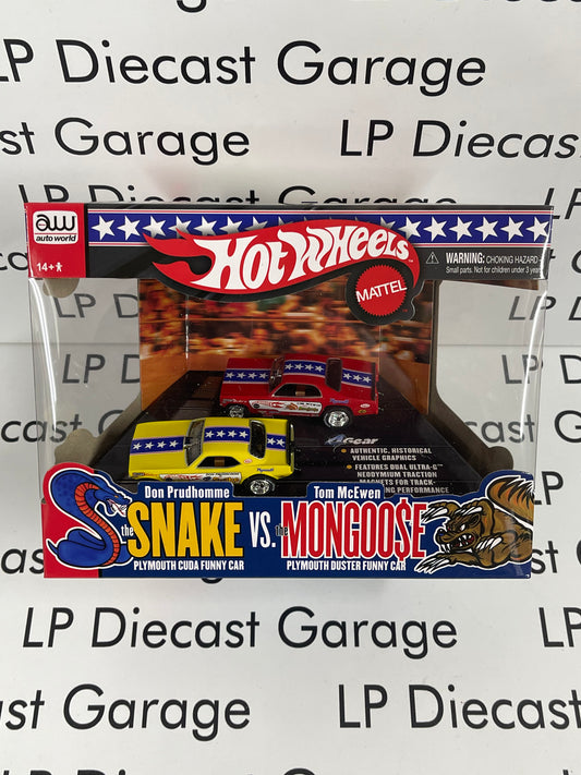 AUTO WORLD Hot Wheels Electric Slot Car The Snake vs Mongoose Funny Car Set HO Scale NOT 1:64 Diecast